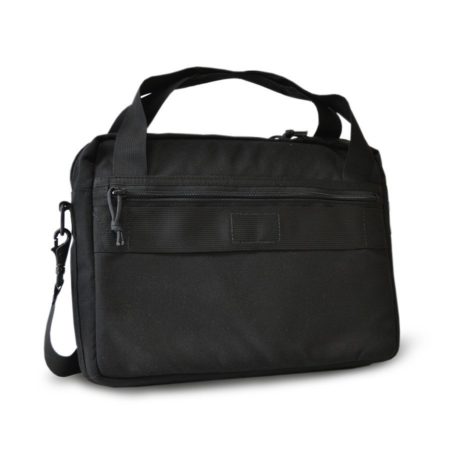 back angled view of the Black Type S-4 Laptop Brief by Skooba Design.