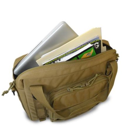 Open view of the Khaki Type S-4 Laptop Brief by Skooba Design.