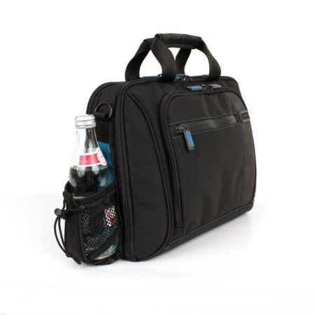 angled front closed view of the Satchel V.3, Mini bag with soda bottle by Skooba Design,
